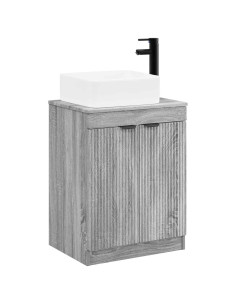 Set di mobili per il bagno Sonoma grigio Legno ingegnerizzato 2