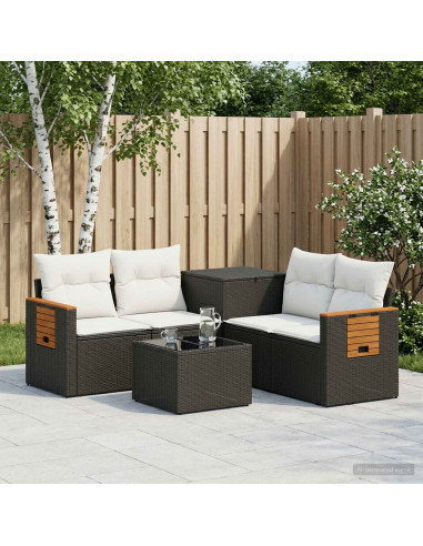 Set di divani 6 pz Nero e Bianco Crema