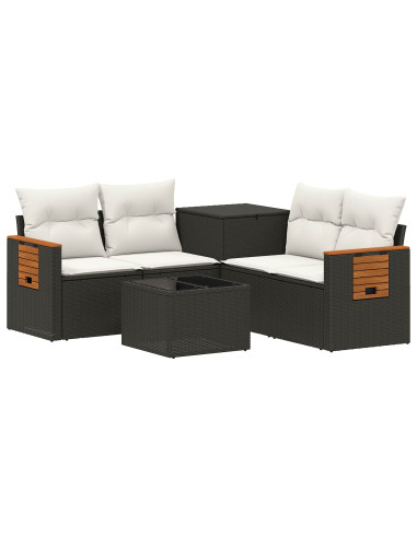 Set di divani 6 pz Nero e Bianco Crema