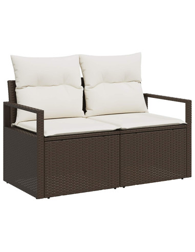Set di divani 8 pz Marrone e Bianco Crema