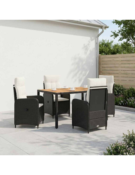 Set da pranzo per esterni 5 pz Nero e Bianco Crema