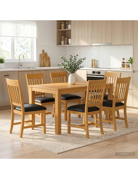 Set da pranzo 7 pz Nero Legno di Quercia Massello