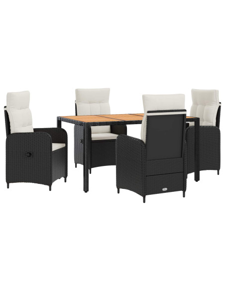 Set da pranzo per esterni 5 pz Nero e Bianco Crema