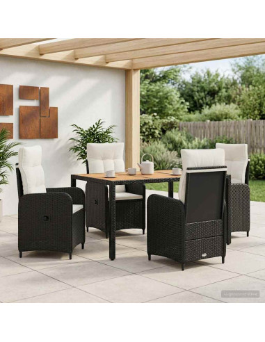 Set da pranzo per esterni 5 pz Nero e Bianco Crema