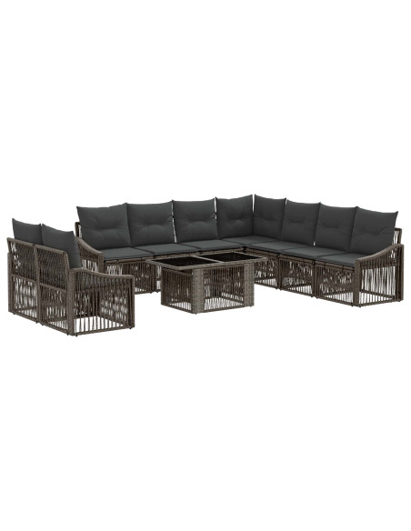 Set Divano da Giardino 10 pz Grigio e Grigio Scuro polyrattan