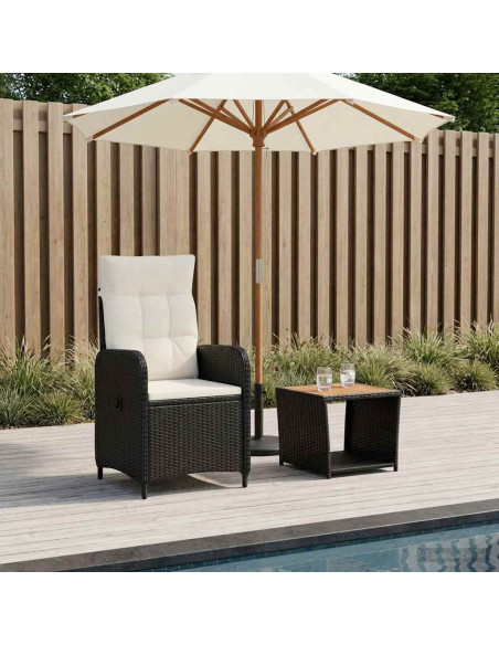 Set Lounge da Giardino 2 pz Nero e Bianco Crema