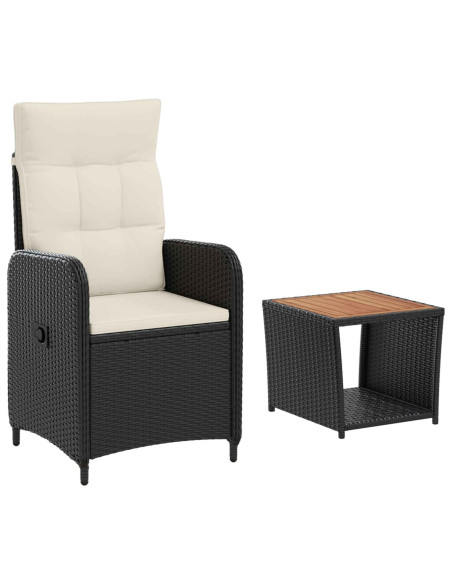 Set Lounge da Giardino 2 pz Nero e Bianco Crema
