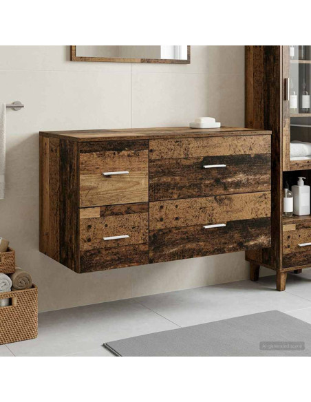 Set di mobili per il bagno 2 pz Legno antico