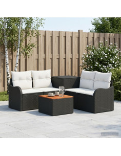 Set di divani 6 pz Nero e Bianco Crema
