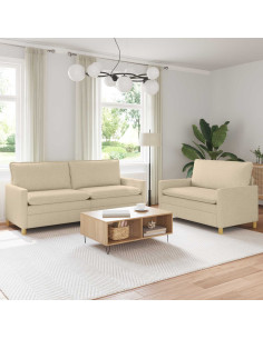 Set di divani 2 pz Crema Tessuto