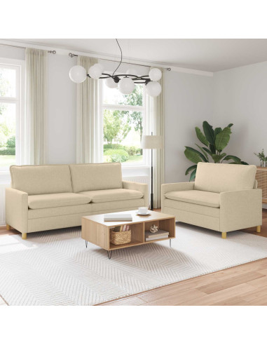 Set di divani 2 pz Crema Tessuto