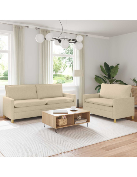 Set di divani 2 pz Crema Tessuto