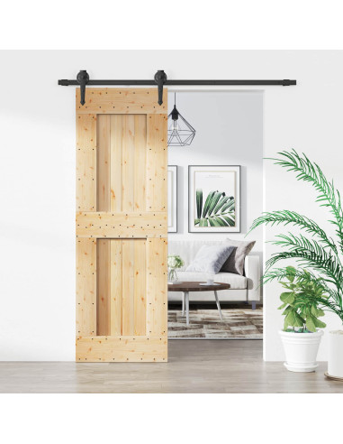 Porta scorrevole Naturale e Nero 70 x 210 cm