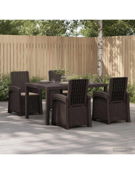 Set da Pranzo per Giardino 5 pz Marrone e Tortora PP