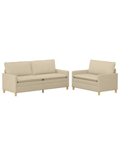 Set di divani 2 pz Crema Tessuto 2