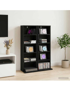 Mobile per CD 2 pz Rovere Nero 33 x 23,5 x 97,5 cm