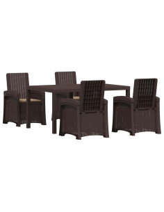 Set da Pranzo per Giardino 5 pz Marrone e Tortora PP 2