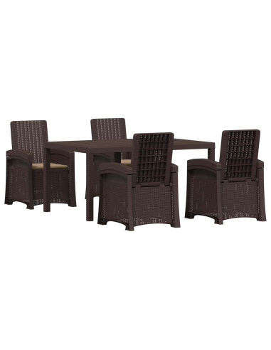 Set da Pranzo per Giardino 5 pz Marrone e Tortora PP