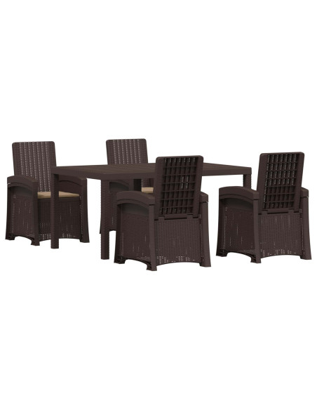 Set da Pranzo per Giardino 5 pz Marrone e Tortora PP