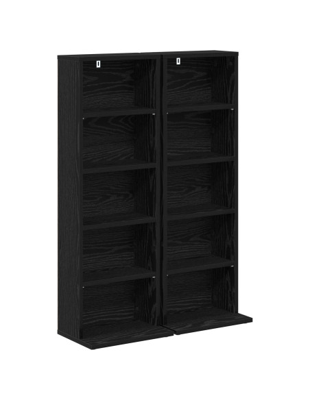 Mobile per CD 2 pz Rovere Nero 33 x 23,5 x 97,5 cm