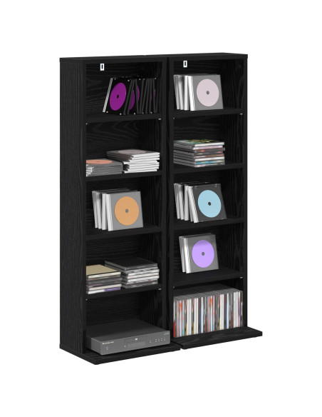 Mobile per CD 2 pz Rovere Nero 33 x 23,5 x 97,5 cm