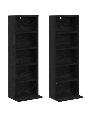 Mobile per CD 2 pz Rovere Nero 33 x 23,5 x 97,5 cm