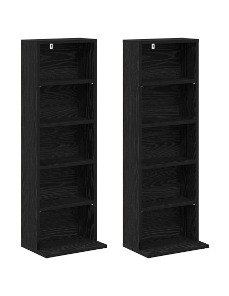 Mobile per CD 2 pz Rovere Nero 33 x 23,5 x 97,5 cm