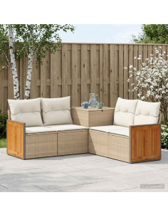 Set di divani 5 pz Beige e Bianco Crema