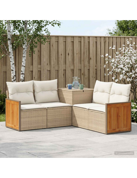 Set di divani 5 pz Beige e Bianco Crema