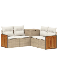 Set di divani 5 pz Beige e Bianco Crema 2