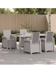 Set da Pranzo per Giardino 5 pz Bianco e Crema PP