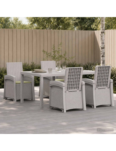 Set da Pranzo per Giardino 5 pz Bianco e Crema PP