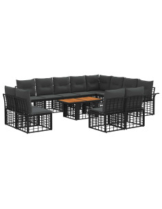 Set Divano da Giardino 13 pz Nero e Grigio scuro polyrattan 2