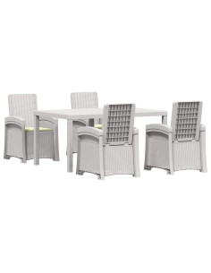 Set da Pranzo per Giardino 5 pz Bianco e Crema PP 2