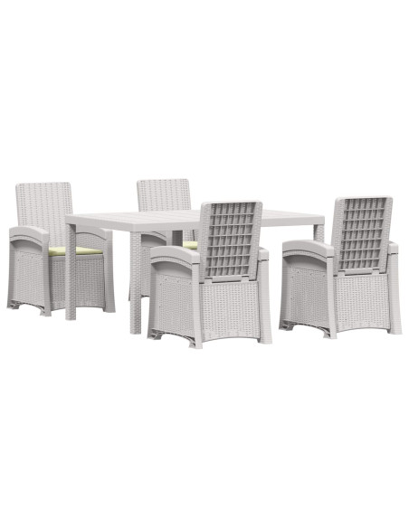 Set da Pranzo per Giardino 5 pz Bianco e Crema PP