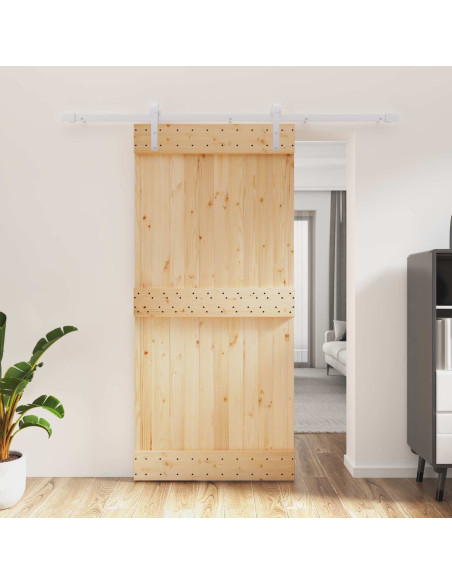 Porta scorrevole Naturale e Bianco 95 x 210 cm