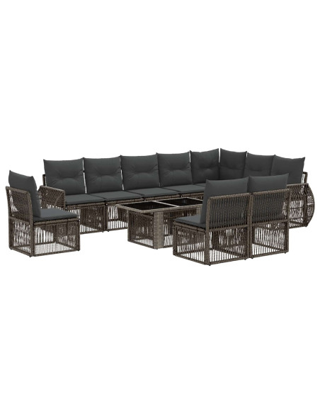 Set Divano da Giardino 11 pz Grigio e Grigio Scuro polyrattan