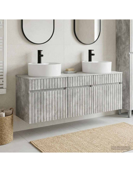 Set di Armadi da Bagno 3 pz Grigio Cemento 49 x 44,5 x 65 cm