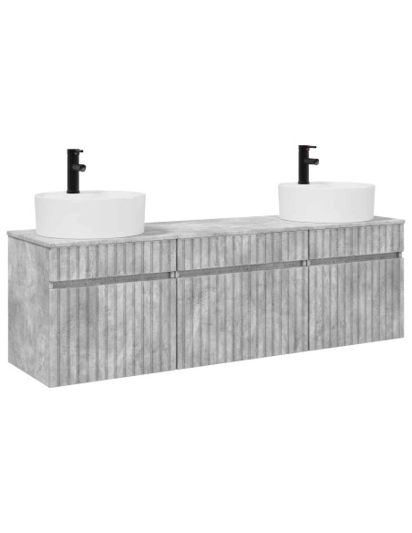 Set di Armadi da Bagno 3 pz Grigio Cemento 49 x 44,5 x 65 cm
