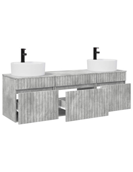 Set di Armadi da Bagno 3 pz Grigio Cemento 49 x 44,5 x 65 cm