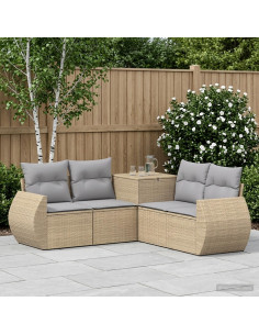 Set di divani 5 pz Beige e Grigio Chiaro