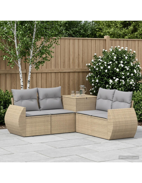 Set di divani 5 pz Beige e Grigio Chiaro