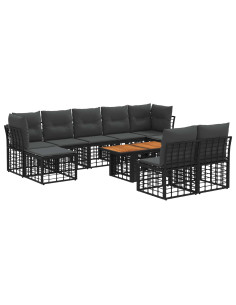 Set Divano da Giardino 10 pz Nero e Grigio scuro polyrattan 2