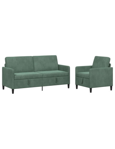 Set di Divani con Storage 2 pz Verde Mare Poliestere