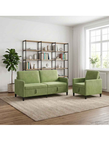 Set di Divani con Storage 2 pz Verde chiaro Poliestere