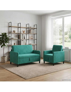Set di Divani con Storage 2 pz Turchese Poliestere