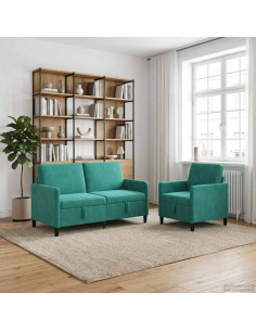 Set di Divani con Storage 2 pz Turchese Poliestere