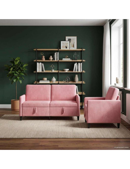 Set di Divani con Storage 2 pz Rosa Poliestere