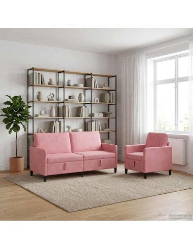 Set di Divani con Storage 2 pz Rosa Poliestere