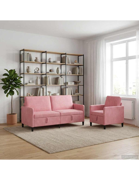 Set di Divani con Storage 2 pz Rosa Poliestere